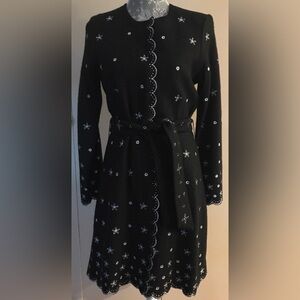 Sigrid Olsen Black Jacket with White Embroidery